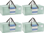 VENO 4 Pack Moving Bags for College, Heavy-Duty Storage Totes, Moving Boxes and Wardrobe Packing Supplies Alternative - Extra Large Durable Laundry Bags for Clothes (Shiny Light Green, 4 Pack)