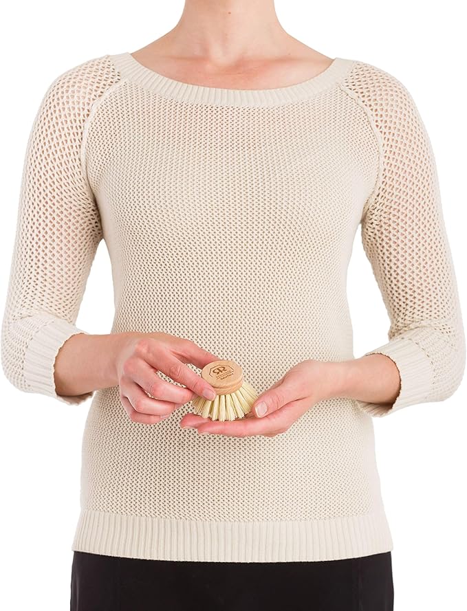 REDECKER Tampico Fiber Replacement Head Made with Untreated Beechwood, 1-5/8-Inches - Wooden Dish Brush Replacement Head - Dish Scrub Brush