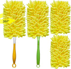 Reusable Duster for Swiffer, 4 Refills +1 Handle, 360 Heavy Duty Duster Refill Compatible with Swiffer Hand Dusters, for Dusting Furniture, Blinds, Ceiling Fans, Walls and More, Yellow