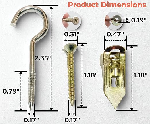 221Pcs Self Drilling Drywall Anchors Kit with Screws, Ceiling Hooks & Magnetic Wristband -No Drill Needed, Reusable Anchors for TV, Shelves, Cabinets - Zinc Plated Steel & Stainless Drywall Repair Kit