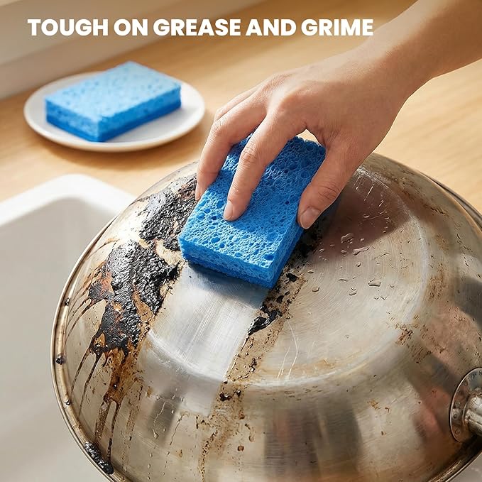 Kitchen Sponges, 6 Count, Non-Scratch Scrub Sponge, Dual Sided Cleaning Sponges for Dishes, Kitchen, Bathroom