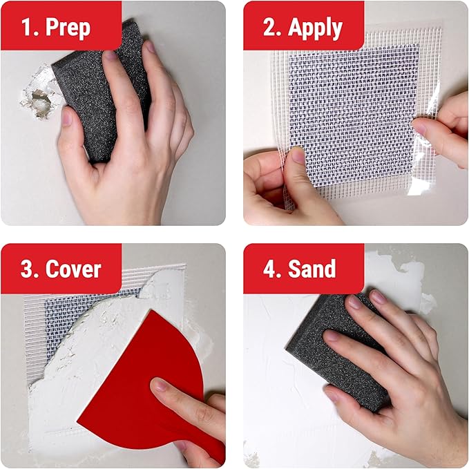 MaxPatch® 8 in. x 8 in. Aluminum Self-Adhesive Wall Repair Patch (3-Pack) – Expanded Perforated Rust-Resistant Aluminum with Strong Adhesive Backing for Interior Wall Repairs