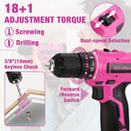 ValueMax Home Tool Kit with Drill, 233-Pieces Pink Tool Set with 12V Cordless Lithium-ion Drill, Power Tool Set with Wide Mouth Open Storage Bag, Basic Drill Sets Combo Kit for DIY and Daily Repair