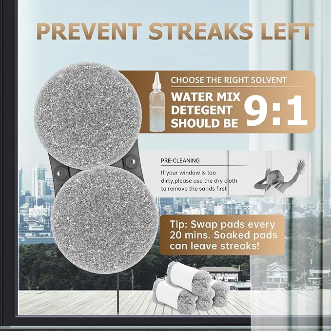 CL3 Window Cleaner Robot with Dual Water Spray Automatic Window Cleaning Washer Robot with Remote Control 3000Pa Suction Glass Cleaning Cleaner for Vertical Surface/Glass/Door