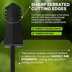 CKG Metal Detecting Shovel Digging Tool with Double Serrated Blade – Heavy Duty Digger Garden Root Cutter T-Handle Spade Professional Metal Detector Accessories, Single