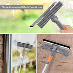 Professional 72'' Window Squeegee Cleaning Washing Tool/Kit with Extension Pole, 3 in 1 Squeegee for Window Cleaning Kit for High Window with 1 Rotatable Head 4 Interchangeable Scrubber