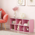Furinno 7-Cube Reversible Open Shelf, White/Pink 11048WH/PI