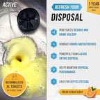 Garbage Disposal Cleaner Deodorizer Tablets - 24 Pack, New Powerful XL Foaming Tablet - Fresh Citrus Foam Sink Garburator Disposer Freshener, Natural Kitchen Drain Cleaning Care - 1 Year Supply