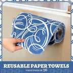 36 Count Reusable Cleaning Cloths Washable Cotton Kitchen Towels for Home(Geometric Style,Blue)