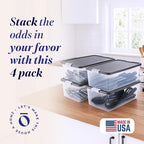 HOMZ 4-Pack Secure Latch, Clear Plastic Storage Organizer Bins, 15 Quart, Gray Lid - Stackable Container Boxes for Bedroom, Bathroom, Garage, and Office Organization