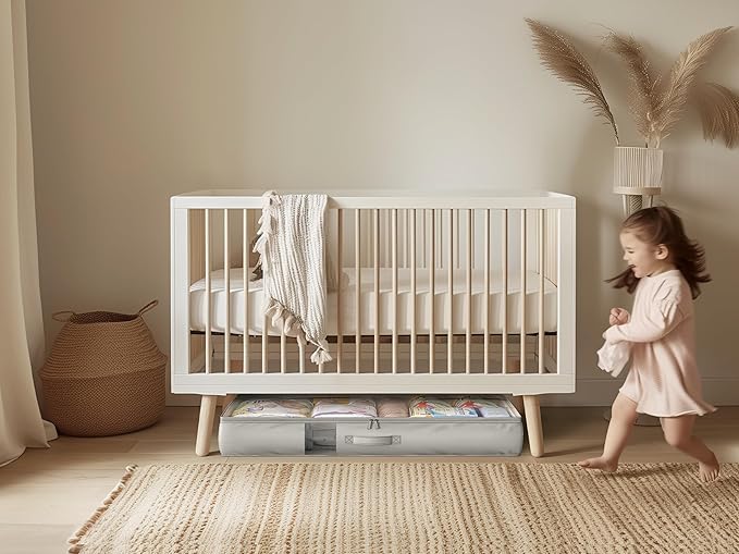 Under Bed Storage Containers with Window, Closet Organizers and Storage Bags, Foldable Underbed Storage Bags for Blankets, Clothing, Comforter, Linen Sheets, Wrapping Paper, 1 Pack, Grey