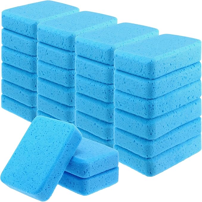 Tioncy 24 Pcs Large Sponges Bulk 7.5 x 5.5 x 1.9 Inch Grouting Car Wash Foam Cleaning and Washing Sponge Commercial Foam Large All Purpose for Cleaning Dishes Car Tile Bike (Blue)
