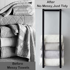 Towel Rack for Rolled Towels, Towel Rack for Bathroom,Wall Mounted Metal Bathroom Organizer, Bath Towel Holder Wall for Modern Small Space Bathroom Towel Storage (Black)
