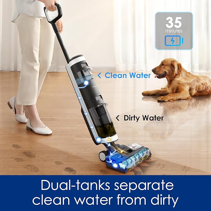 Tineco Floor ONE S3 Cordless Hardwood Floors Cleaner, Lightweight Wet Dry Vacuum Cleaners for Multi-Surface Cleaning with Smart Control System