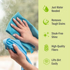 E-Cloth Microfiber Window Cleaning Cloth Kit - Glass Cleaning Cloth for Windows, Mirrors, Cars, Lenses, Eyeglasses, & More, Streak Free Clean, Machine Washable Reusable Towel - Alaskan Blue (2 Kits)