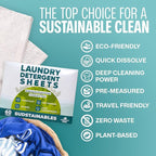 Sudstainables Laundry Detergent Sheets (60 Loads) – Eco-Friendly, Zero Waste, Plastic-Free Laundry Washing Machines Soap Sheets; Dissolvable, Space-Saving Strips for Travel (Unscented)