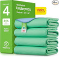 IMPROVIA® Washable Underpads, 34" x 36" (Pack of 4) - Heavy Absorbency Reusable Bedwetting Incontinence Pads for Kids, Adults, Elderly, and Pets - Waterproof Protective Pad for Bed, Couch, Sofa, Floor