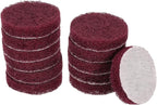HARFINGTON 12pcs Scrubber Scouring Pads 400 Grits 2 Inch Drill Power Brush Hoop and Loop Surface Conditioning Disc Drill Scuffing Disc Scrub Pads for Home Kitchen Cleaning, Red