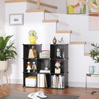 C&AHOME Cube Storage, 9-Cube Bookshelf, Plastic Closet Cabinet Organizer, DIY Stackable Bookcase, Modular Shelving Units Ideal for Home, Office, Kids Room, 36.6" L x 12.4" W x 48.4" H Black SHS3009A