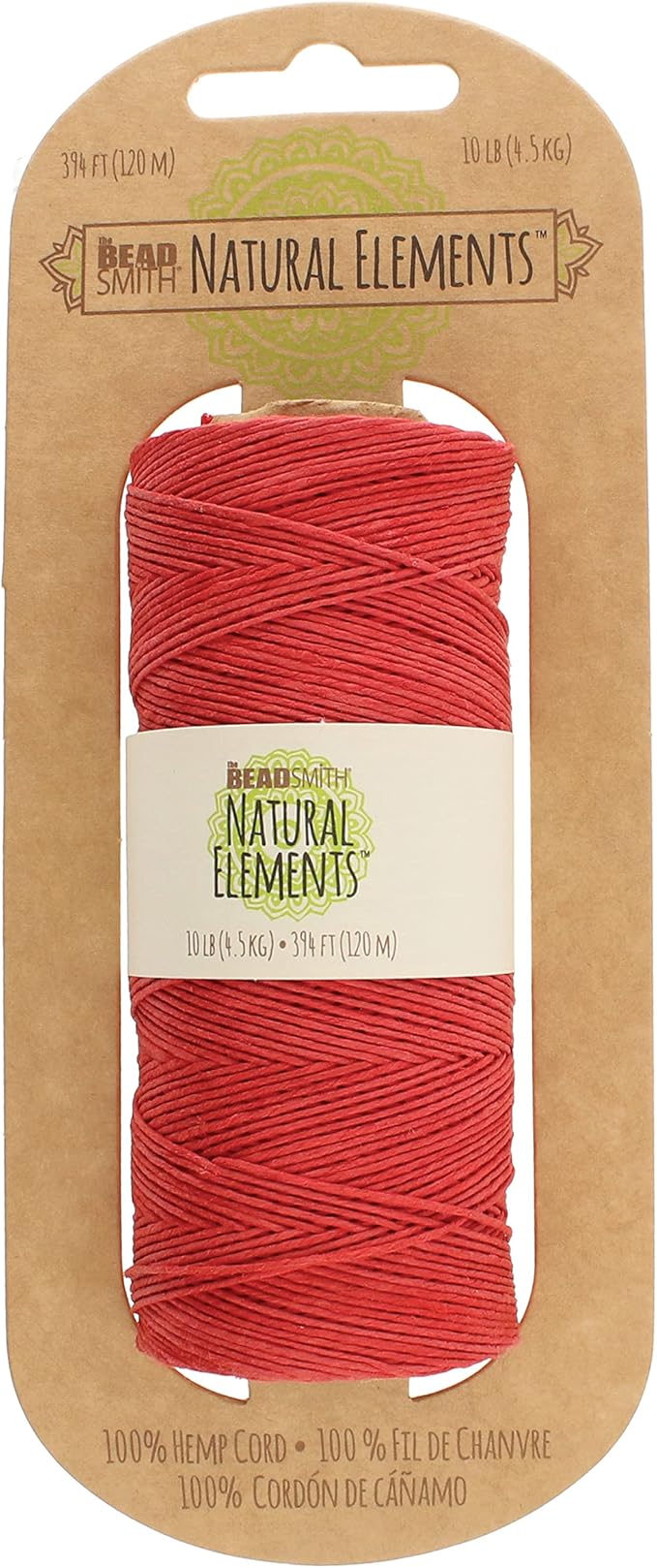 The Beadsmith 100% Hemp Cord – Scarlet Color – 1mm, 394 Foot Spool, 10LB Test Strength – Twine for Jewelry Making, Macrame, Paper Crafts, Gardening, Scrapbooking, Home Décor, DIY String Art & More