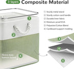 12 x 12 Inch Cube Storage Bins, 4 Pack Fabric Storage Basket with Handles, Foldable Boxes Organizer for Shelf Baskets for Home, Clothes (White/Green)