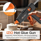 IZIO Professional Hot Glue Gun Kit-100W Fast Heat, 21 Glue Sticks(7/16"), Detachable Anti-Scald Nozzle & Durable Pouch | Heavy lightweight for diy projects, home repairs,ergonomic grip,Black gluegun