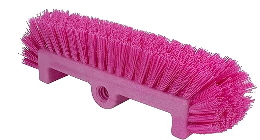 SPARTA 40422EC26 Floor Scrub Brush Head, Multi-Level, Dual Surface Plastic Block with Side Bristles, Crimped Polyester, Threaded Handle Hole, Ideal for Wide and Tight Spaces, BPA Free, 12 Inches, Pink