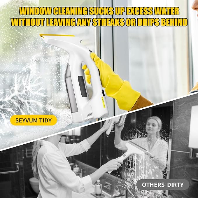 WV-03 Electric Window Vacuum Squeegee Cordless 11", Window Vac with 2.2KPA MAX Suction, Perfect for Showers, Mirrors, Glass, Countertops
