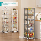 SINGAYE 6 Tier Shelf Wire Rack Shelving with Wheels Metal Storage Shelves Adjustable Closet Bathroom Organizers Baskets Pantry Kitchen Garage Laundry Room 13.5" D x 13.5" W x 63" H Black