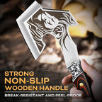 TIVOLI Camping Axe, Lion - Patterned Survival Hatchet with Nylon Sheath, High Carbon Steel Blade Compact Outdoor Bushcraft Axe with Ergonomic Wood Grip, Camping Gear for Hiking, Chopping, Hunting