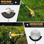 Aokia Cordless Weed Wacker：String Trimmer with 12V Battery Operated - Lightweight Lawn Trimmer, Electric Grass Trimmer Edger with 2 Blades and Extension Rod for Lawn Yard, Yellow