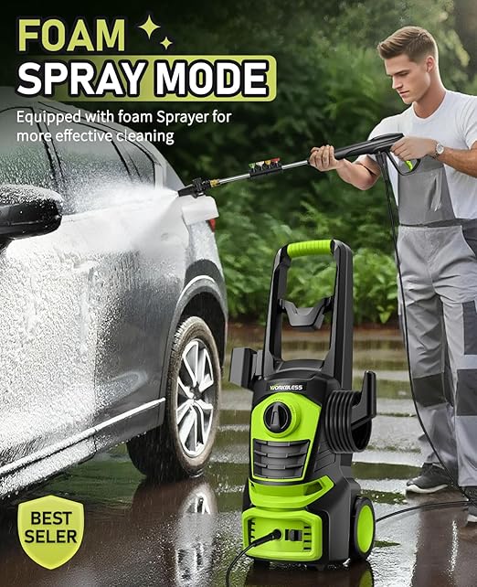 Electric Pressure Washer, 4800 PSI with 23FT Cord, 4 Quick Nozzles, Foam Cannon Electric Power Washers for Car, Garden, Patio, Driveways