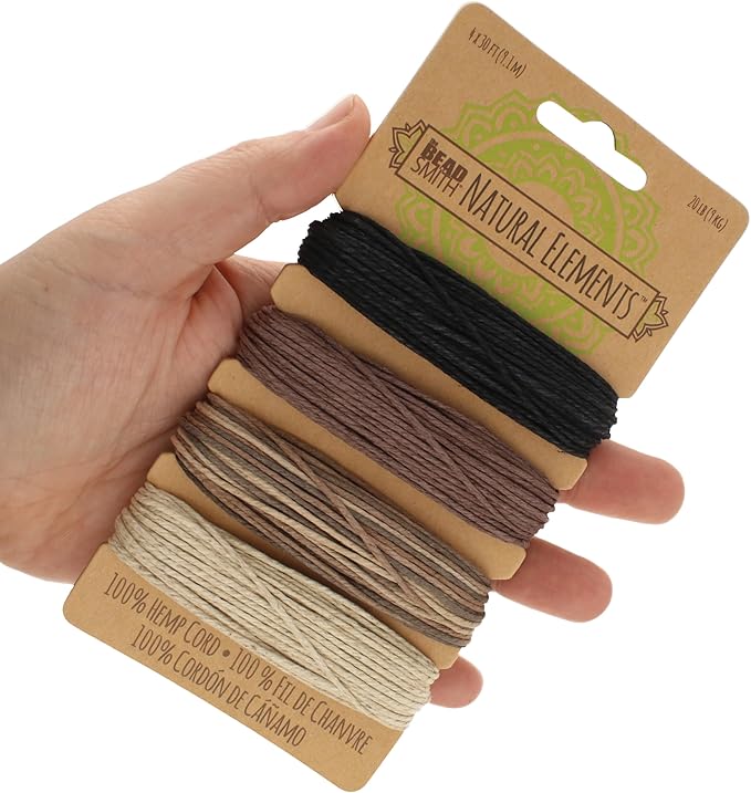 The Beadsmith 100% Hemp Cord – Neutral Colors – 1mm, 30 Foot Spool, 20LB Test Strength – Twine for Jewelry Making, Macrame, Paper Crafts, Gardening, Scrapbooking, Home Décor, DIY String Art & More