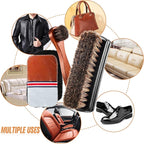 4 Pcs Horsehair Shine Shoes Brush Kit Polish Dauber Applicators Cleaning Leather Shoes Boots Care Brushes Suede Cleaner Brush with Microfiber Shoe Gloves(4 Pcs Style D)