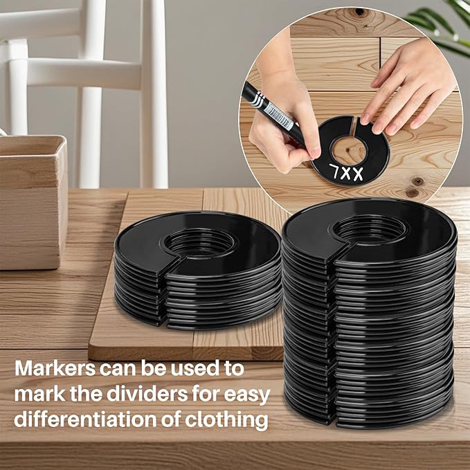 Sukh Baby Closet Dividers 30pcs - Plastic Clothes Organizer Shelf Tags Labels for Clothing Rack Wardrobe Store Warehouse Nursery Must Haves Boutique Supplies Sturdy Durable Flexible No Burrs (Black)