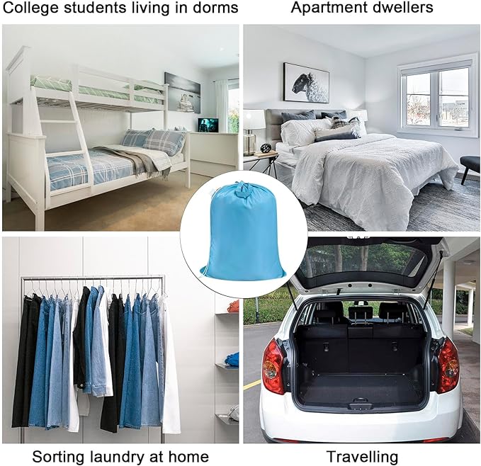 Polecasa Heavy Duty Large Laundry Bag with 130gsm Tear Resistant Fabric and Handles, Easy to Carry Durable Dirty Clothes Drawstring Bag, Perfect for College Dorm,Travel, 28”x36”,Gulf Blue