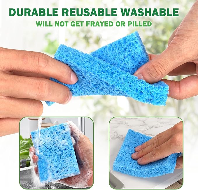 12 Counts Multipurpose Kitchen Sponges Pack Compostable Biodegradable Compressed Cellulose Sponges 18X Super Absorption POP UP Eco Sponge for Household Use