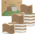 10 Pack Biodegradable Natural Sponges Kitchen - Compostable Cellulose and Coconut Walnut Scrubber Sponge - Non Scratch Eco Friendly Quick Drying Sponges for Dishes