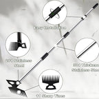 Weed Puller Tool with Long Handle, 60" Manual Weeder Remover Tool, 2 in 1 11-Tine Heavy Duty Manual Weed Rake and Garden Hoe, Weeding Tools for Yard, Lawn, Patio, Garden