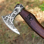 QEPAA CRAFTS® The Frostbreaker Handmade Viking Forged Steel Camping Survival Axe for Wood Splitting and Chopping-Bushcraft Hatchet- Norse Viking Gift for Adventurers