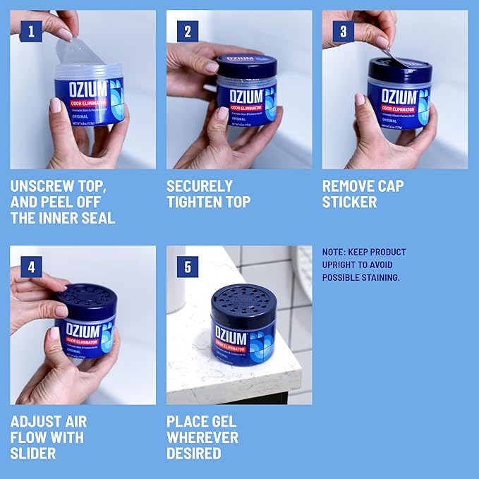 Ozium 4.5 Oz. Odor Eliminating Gel for Homes, Cars, Offices and More, Original, 4 Pack