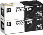 24/7 Bags- Snack Zip Storage Bags, 180 Count, Single Zipper Seal, Easy Grip Open Tabs, Write-On Space, BPA-Free & Heavy Duty, Microwave Safe, Non-StandUp