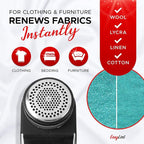 EasyLint Professional Fabric Shaver Lint Remover, Electric Sweater Shaver for Clothes & Furniture Works with AC Adapter or Batteries, Pilling Remover with 2-Blades, Cleaning Brush & Power Cord