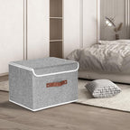 TYEERS Foldable Storage Boxes with Lids 5 Pack Fabric Storage Bins with Lids, Closet Organizers for Clothes Storage, Room Organization, Office Storage, Toys - Gray