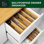 ROYAL CRAFT WOOD Luxury Bamboo Kitchen Drawer Organizer - Silverware Organizer - Utensil Holder and Cutlery Tray with Grooved Drawer Dividers for Flatware and Kitchen Utensils (5 Slot, Natural)