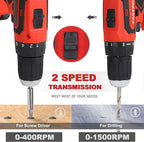 FASTPRO 232-Piece 20V Cordless Lithium-ion Drill Driver & Home Tool Set, Household Repairing Tools Kit with Drill, 12-Inch Wide Mouth Storage Bag, Red
