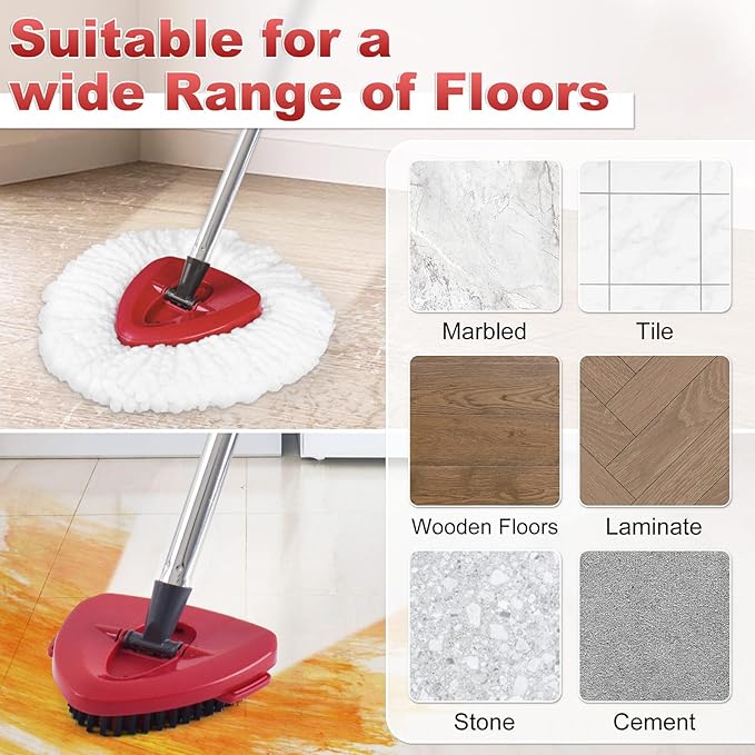 Mop Heads Replacement for Ocedar, Mop Replace Head for Ocedar EasyWring 1 Tank, Microfiber Spin Mop Refills, Include 3 Spin Mop Replacement Head Deep Cleaning Machine Washable with 2 Scrubber Mop Head