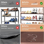 34" Widening Design Shoe Rack for Closet 16 Pairs Small Spaces Non-Woven 3 Tier Shoe Organizer Stackable Metal Shoe Shelf for Entryway, Bedroom Brown