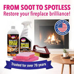 Quick N Brite Fireplace Cleaning Kit – Includes 24 oz Fireplace Glass Cleaner, 32 oz Gel Fireplace Cleaner, Scrub Brush, Sponge and Microfiber Towel