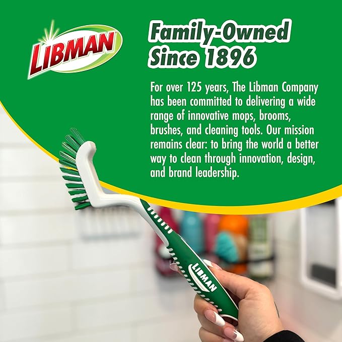 Libman Scrub Brush Kit – Three Different Durable Brushes for Grout, Tile, Bathroom, Kitchen. Easy to Handle, Strong Fibers for Tough Messes – Family Made in the USA, Unisex Lot 2406